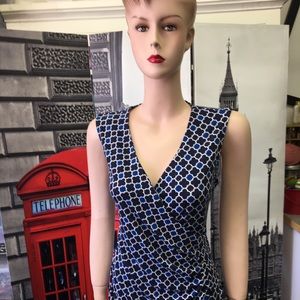 Charter Club Blue/White Print Sleeveless Dress